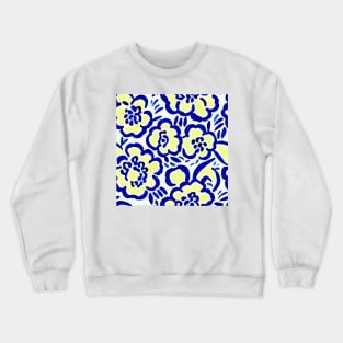 Blue and yellow retro florals Crewneck Sweatshirt